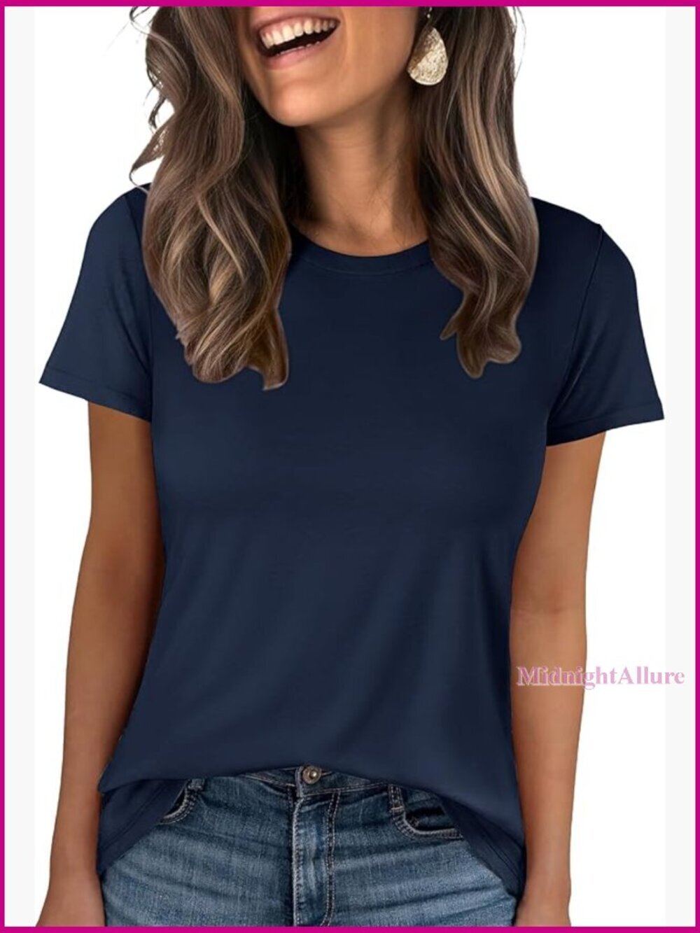 Womens Short Sleeve T-Shirt Wrinkle-Free Crew Neck Summer Basic Tee
